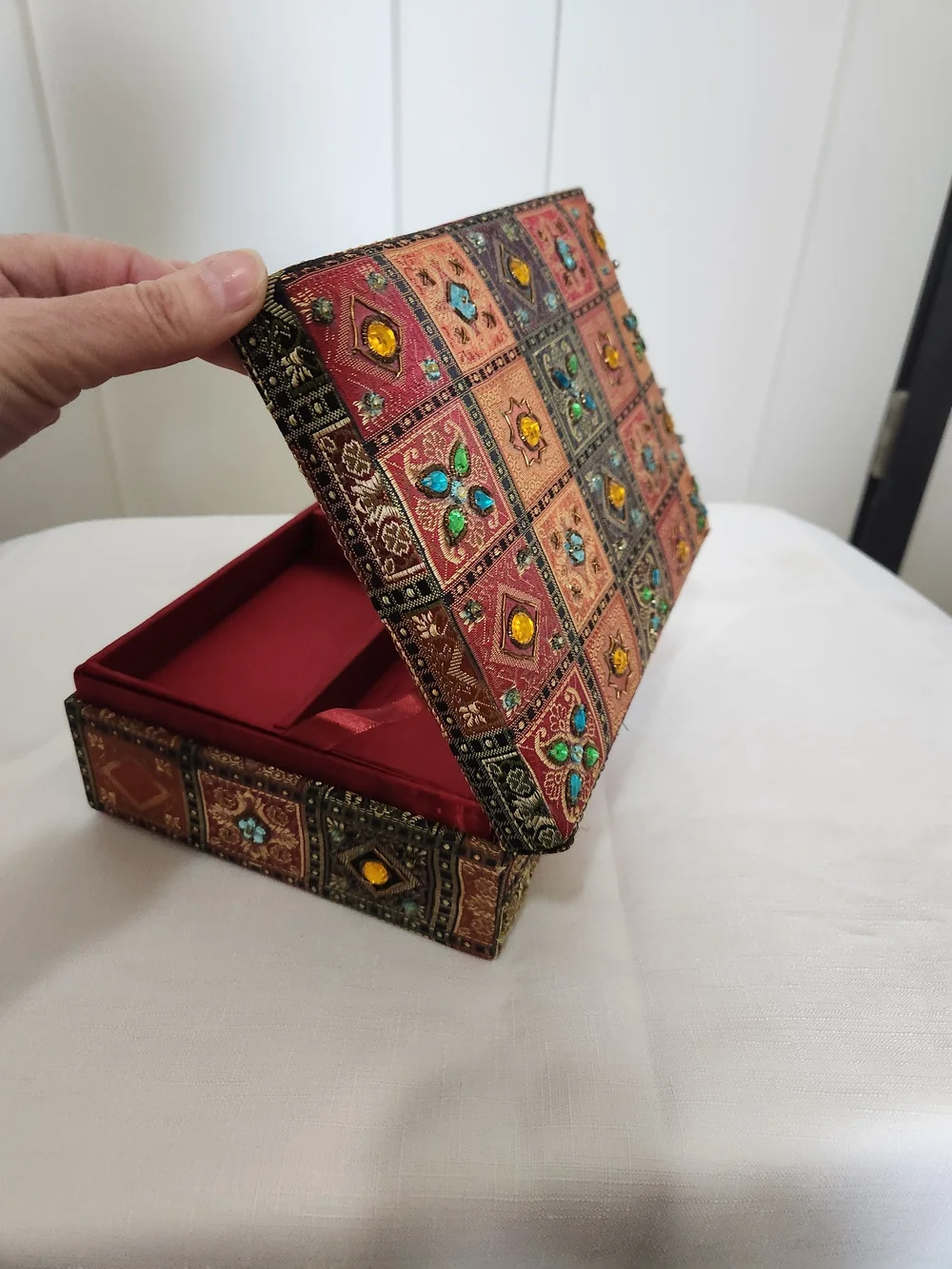 Pier 1 Beaded Embellished Patterned Decorative Jewelry Box